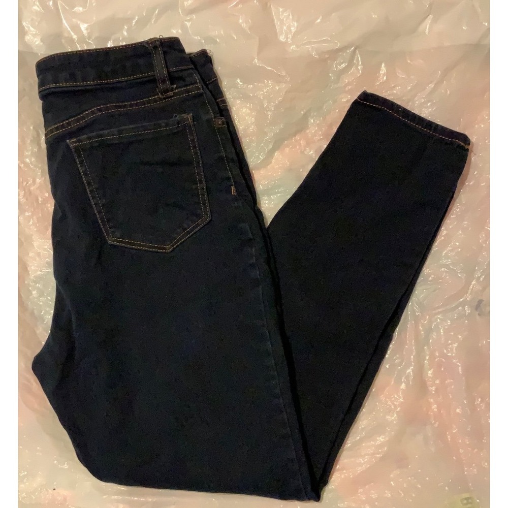Junior's Dark Wash‎ Skinny Jeans High Waist Button Fly